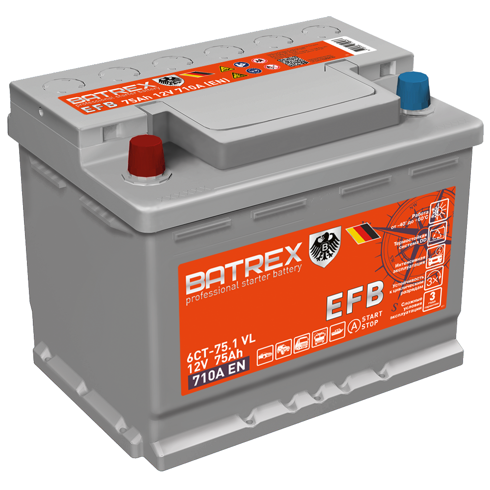 Аккумулятор Аккумулятор Batrex EFB 6СТ-75.1 VL