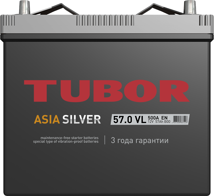 Аккумулятор Аккумулятор TUBOR ASIASILVER 6СТ-57.0 VL B00