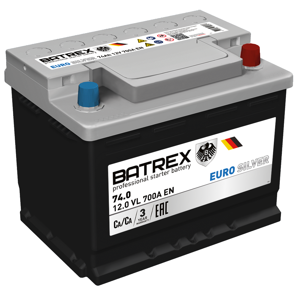 Аккумулятор Аккумулятор Batrex EUROSILVER 6СТ-74.0 VL (низкая)