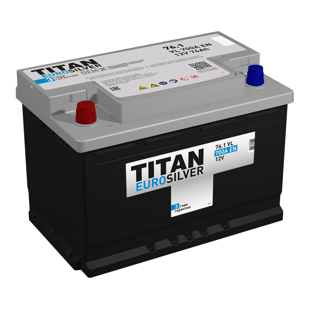 Аккумулятор Аккумулятор TITAN EUROSILVER 6CT-76.1 VL