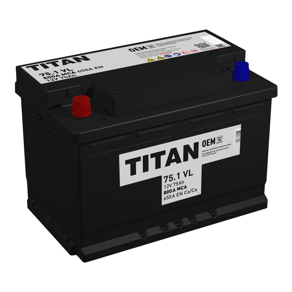 Аккумулятор Аккумулятор TITAN STANDART 6CT-75.1 VL