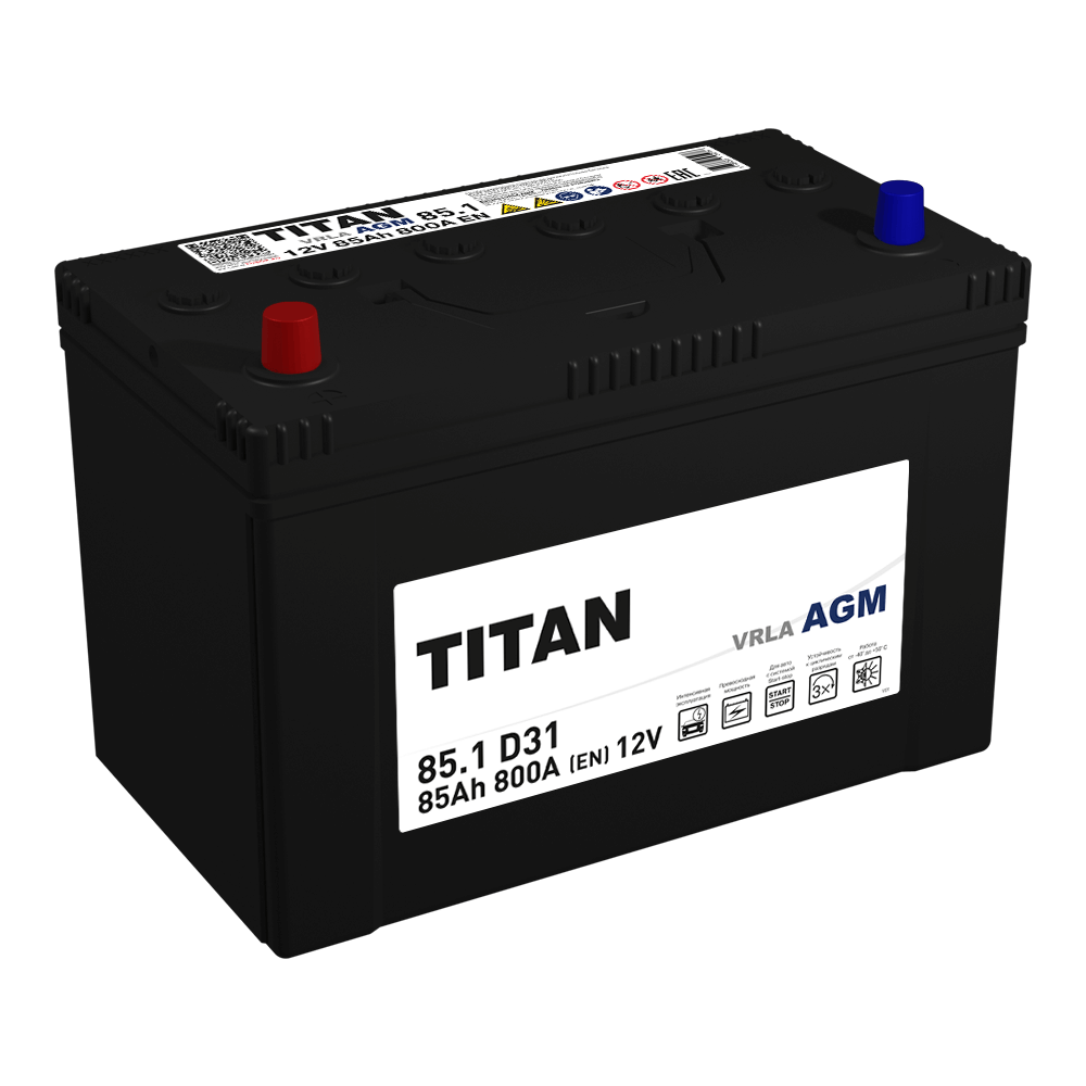 Аккумулятор Аккумулятор  TITAN AGM 6СТ-85.1 VRLA D31 B00