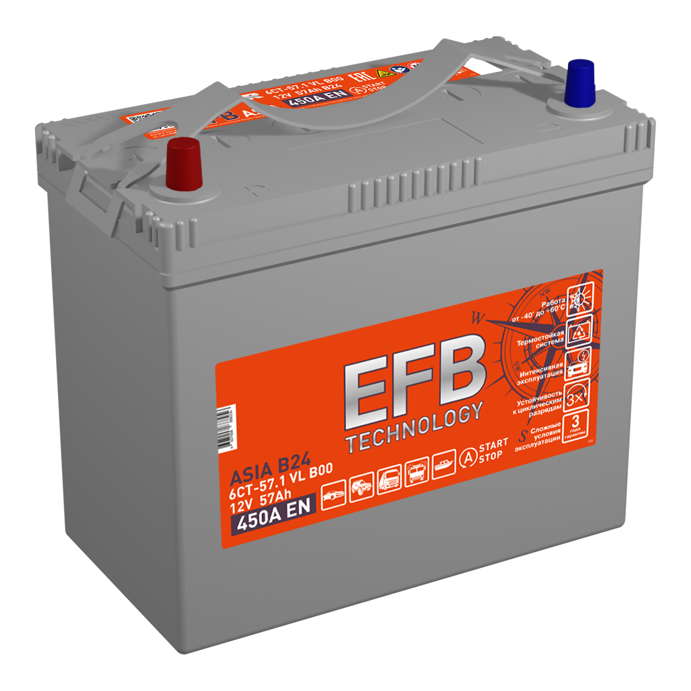 Аккумулятор Аккумулятор TUBOR ASIA EFB 6СТ-57.1 VL B00
